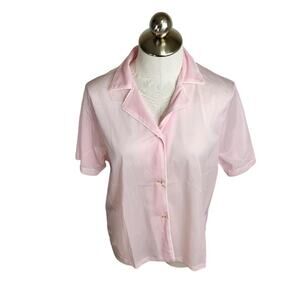 Vintage New‎ Old Stock Short Sleeve Nylon Pajama Top Women's Size 40 Pink